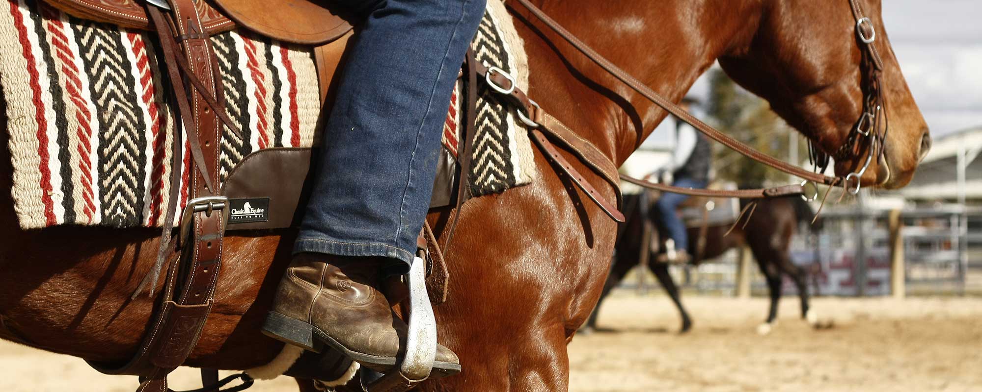 Western horse rider boot in stirrup